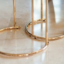 Set of 2 Nested Round End Tables Clear Glass and Gold - Danya B. -Side Tables Sales unnamed file 6304