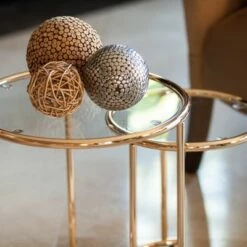 Set of 2 Nested Round End Tables Clear Glass and Gold - Danya B. -Side Tables Sales unnamed file 6305
