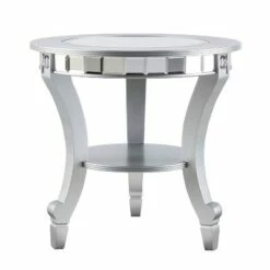 Lupina Glam Round End Table Matte Silver - Aiden Lane -Side Tables Sales unnamed file 6313
