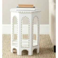 Nara End Table - White/Silver - Safavieh