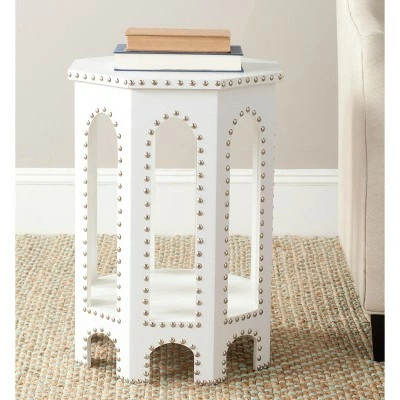 Nara End Table - White/Silver - Safavieh 3 Nara End Table - White/Silver - Safavieh