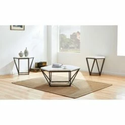 Corvus Marble Top End Table White - Steve Silver Co.