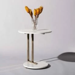 Aphrodite Marble End Table Gold - Safavieh