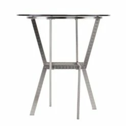 Mawes Round Glass-Top End Table Nickel - Aiden Lane