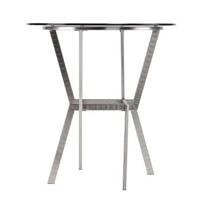 Mawes Round Glass-Top End Table Nickel - Aiden Lane 3 Mawes Round Glass-Top End Table Nickel - Aiden Lane