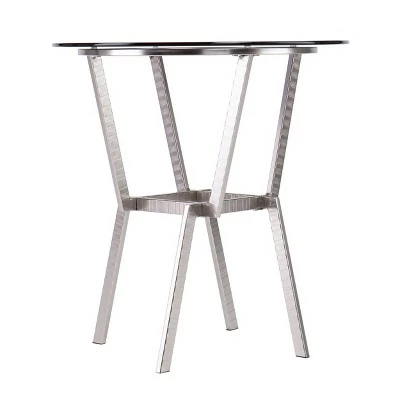 Mawes Round Glass-Top End Table Nickel - Aiden Lane 4 Mawes Round Glass-Top End Table Nickel - Aiden Lane - Image 2