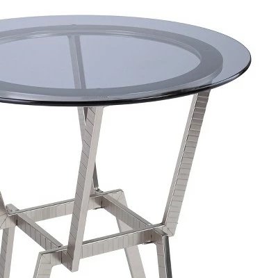 Mawes Round Glass-Top End Table Nickel - Aiden Lane 5 Mawes Round Glass-Top End Table Nickel - Aiden Lane - Image 3