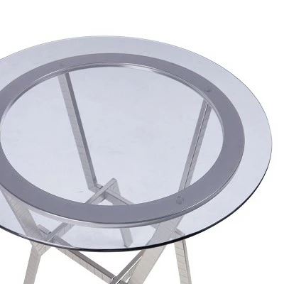 Mawes Round Glass-Top End Table Nickel - Aiden Lane 6 Mawes Round Glass-Top End Table Nickel - Aiden Lane - Image 4