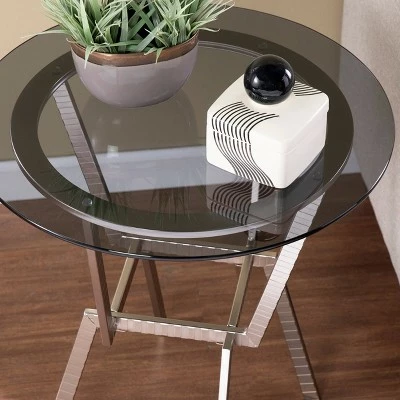 Mawes Round Glass-Top End Table Nickel - Aiden Lane 9 Mawes Round Glass-Top End Table Nickel - Aiden Lane - Image 7