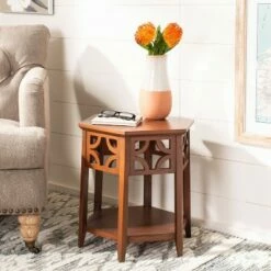 Connr Hexagon End Table- Brown - Safavieh