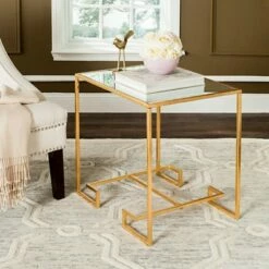 Seamus End Table - Gold with Mirror - Safavieh