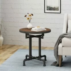 Westleigh Industrial Wood End Table Dark Brown - Christopher Knight Home