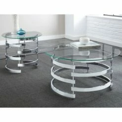 Steve Silver Co. Tayside End Table Glass and Chrome - Steve Silver