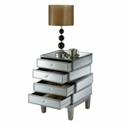 Gold Coast J Daniels 4 Drawer End Table Antique Silver/Mirror - Breighton Home -Side Tables Sales unnamed file 6397