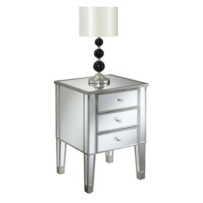 Gold Coast Mirrored 3 Drawer End Table Antique Silver/Mirror - Breighton Home 4 Gold Coast Mirrored 3 Drawer End Table Antique Silver/Mirror - Breighton Home - Image 2