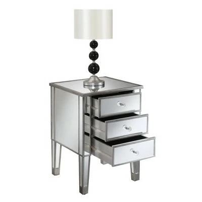 Gold Coast Mirrored 3 Drawer End Table Antique Silver/Mirror - Breighton Home 5 Gold Coast Mirrored 3 Drawer End Table Antique Silver/Mirror - Breighton Home - Image 3
