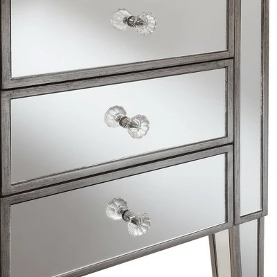 Gold Coast Mirrored 3 Drawer End Table Antique Silver/Mirror - Breighton Home 8 Gold Coast Mirrored 3 Drawer End Table Antique Silver/Mirror - Breighton Home - Image 6