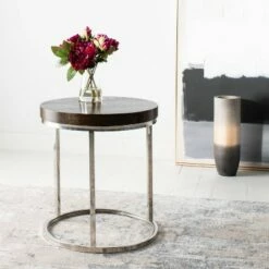 Turner Round End Table Silver - Safavieh