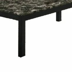 3pc Marble Top Cocktail and End Table with Block Legs Black - Benzara -Side Tables Sales unnamed file 642
