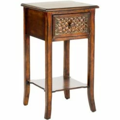 Ernest End Table With Storage Drawer - Dark Brown - Safavieh -Side Tables Sales unnamed file 6427