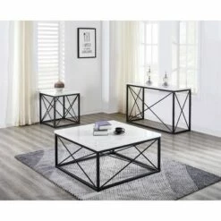 Skyler Marble Top Square End Table White/Black - Steve Silver Co. -Side Tables Sales unnamed file 6439