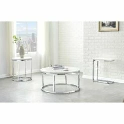 Echo Round End Table White - Steve Silver Co.