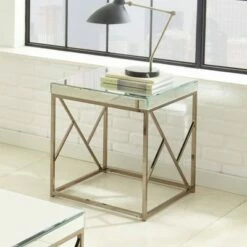 Steve Silver Co. Evelyn End Table Copper Chrome - Steve Silver