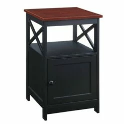 Oxford End Table with Storage Cabinet and Shelf - Breighton Home Espresso -Side Tables Sales unnamed file 6449
