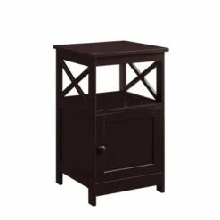 Oxford End Table with Storage Cabinet and Shelf - Breighton Home Espresso -Side Tables Sales unnamed file 6452