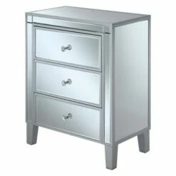 Breighton Home Gold Coast Vineyard 3 Drawer Mirrored End Table - Johar Furniture Silver/clear -Side Tables Sales unnamed file 6493