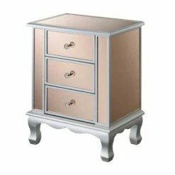 Breighton Home Gold Coast Vineyard 3 Drawer Mirrored End Table - Johar Furniture Silver/clear -Side Tables Sales unnamed file 6496