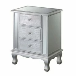 Breighton Home Gold Coast Vineyard 3 Drawer Mirrored End Table - Johar Furniture Silver/clear -Side Tables Sales unnamed file 6497