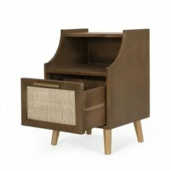 Boyes Contemporary End Table with Hutch Walnut/Natural/Antique Gold - Christopher Knight Home -Side Tables Sales unnamed file 6520