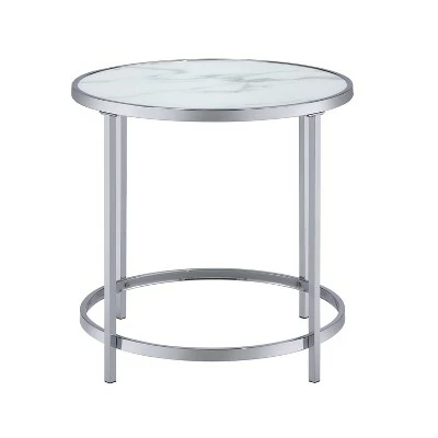 Rayne Round End Table Faux Marble White - Steve Silver Co. 3 Rayne Round End Table Faux Marble White - Steve Silver Co.