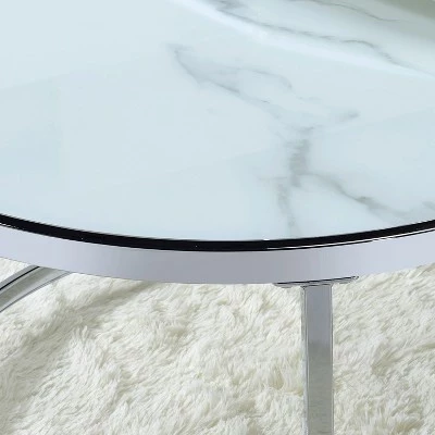 Rayne Round End Table Faux Marble White - Steve Silver Co. 4 Rayne Round End Table Faux Marble White - Steve Silver Co. - Image 2
