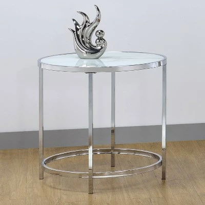Rayne Round End Table Faux Marble White - Steve Silver Co. 6 Rayne Round End Table Faux Marble White - Steve Silver Co. - Image 4