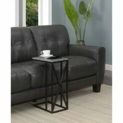 Tucson C End Table Gray Faux Marble/Black - Breighton Home