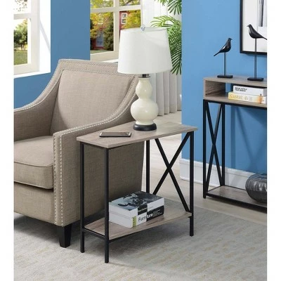 Tucson Wedge End Table with Shelf Sandstone/Black - Breighton Home 3 Tucson Wedge End Table with Shelf Sandstone/Black - Breighton Home