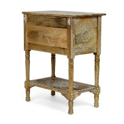 Sids Handcrafted Boho 3 Drawer Mango Wood End Table Natural - Christopher Knight Home 5 Sids Handcrafted Boho 3 Drawer Mango Wood End Table Natural - Christopher Knight Home - Image 3