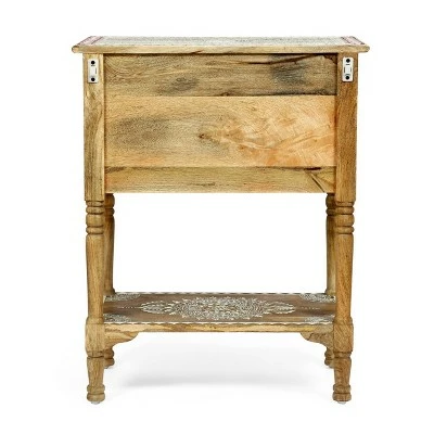 Sids Handcrafted Boho 3 Drawer Mango Wood End Table Natural - Christopher Knight Home 8 Sids Handcrafted Boho 3 Drawer Mango Wood End Table Natural - Christopher Knight Home - Image 6