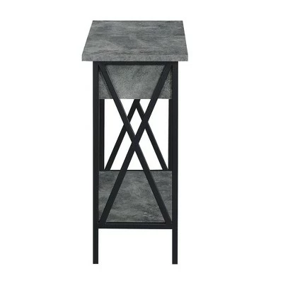 Tucson Flip Top End Table with Charging Station and Shelf Cement/Black - Breighton Home 4 Tucson Flip Top End Table with Charging Station and Shelf Cement/Black - Breighton Home - Image 2