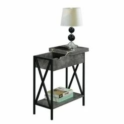Tucson Flip Top End Table with Charging Station and Shelf Cement/Black - Breighton Home 12 Tucson Flip Top End Table with Charging Station and Shelf Cement/Black - Breighton Home -Side Tables Sales unnamed file 6606
