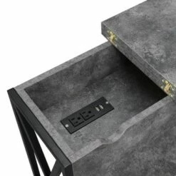 Tucson Flip Top End Table with Charging Station and Shelf Cement/Black - Breighton Home 13 Tucson Flip Top End Table with Charging Station and Shelf Cement/Black - Breighton Home -Side Tables Sales unnamed file 6607