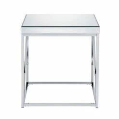 Evelyn Mirror Top End Table Chrome - Steve Silver Co.