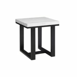 Lucca Marble Top End Table White/Black - Steve Silver Co.