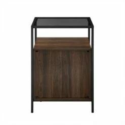 Hatwell Single Fluted Door End Table - Saracina Home Dark Walnut -Side Tables Sales unnamed file 6629