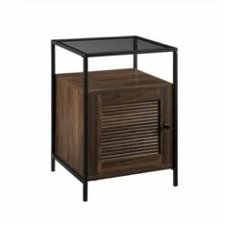 Hatwell Single Fluted Door End Table - Saracina Home Dark Walnut -Side Tables Sales unnamed file 6631