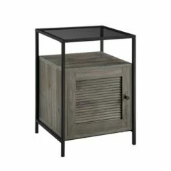 Hatwell Single Fluted Door End Table - Saracina Home Dark Walnut -Side Tables Sales unnamed file 6632