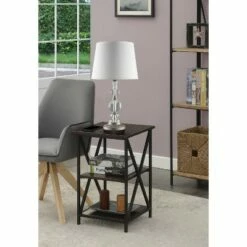 Tucson End Table with Shelves Espresso/Black - Breighton Home