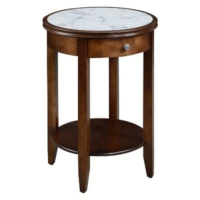 Breighton Home Johar Furniture American Heritage Baldwin with Drawer End Table White Marble/espresso 8 Breighton Home Johar Furniture American Heritage Baldwin with Drawer End Table White Marble/espresso - Image 6